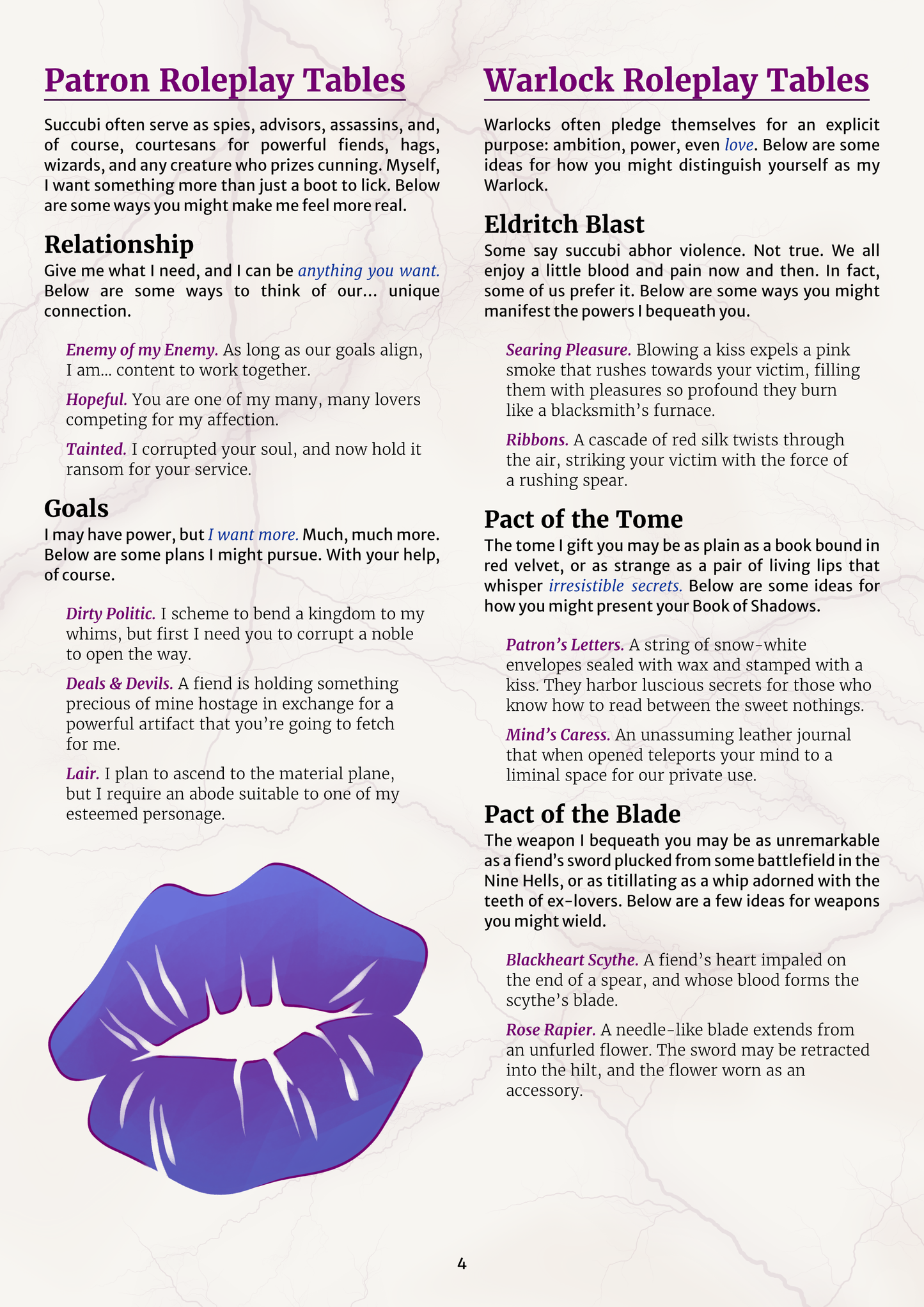 Succubus Patron for Warlocks, a Mature DnD 5E Supplement (2014 and 2024)