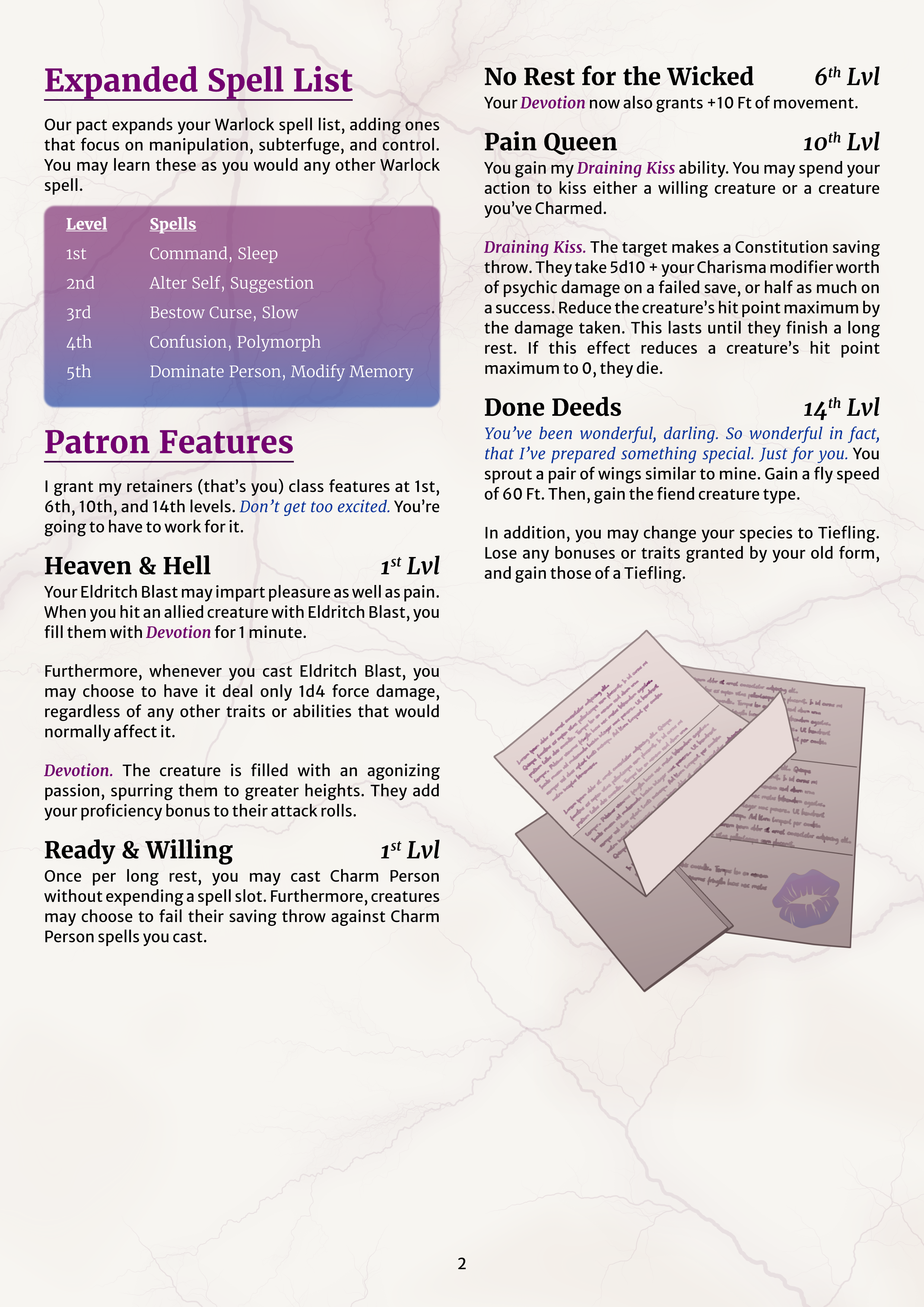 Succubus Patron for Warlocks, D&D 5E 2024